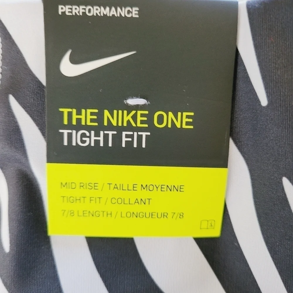 Nike Women's Icon Clash All Over Zebra Print Legging 7/8 Length White/Black XS